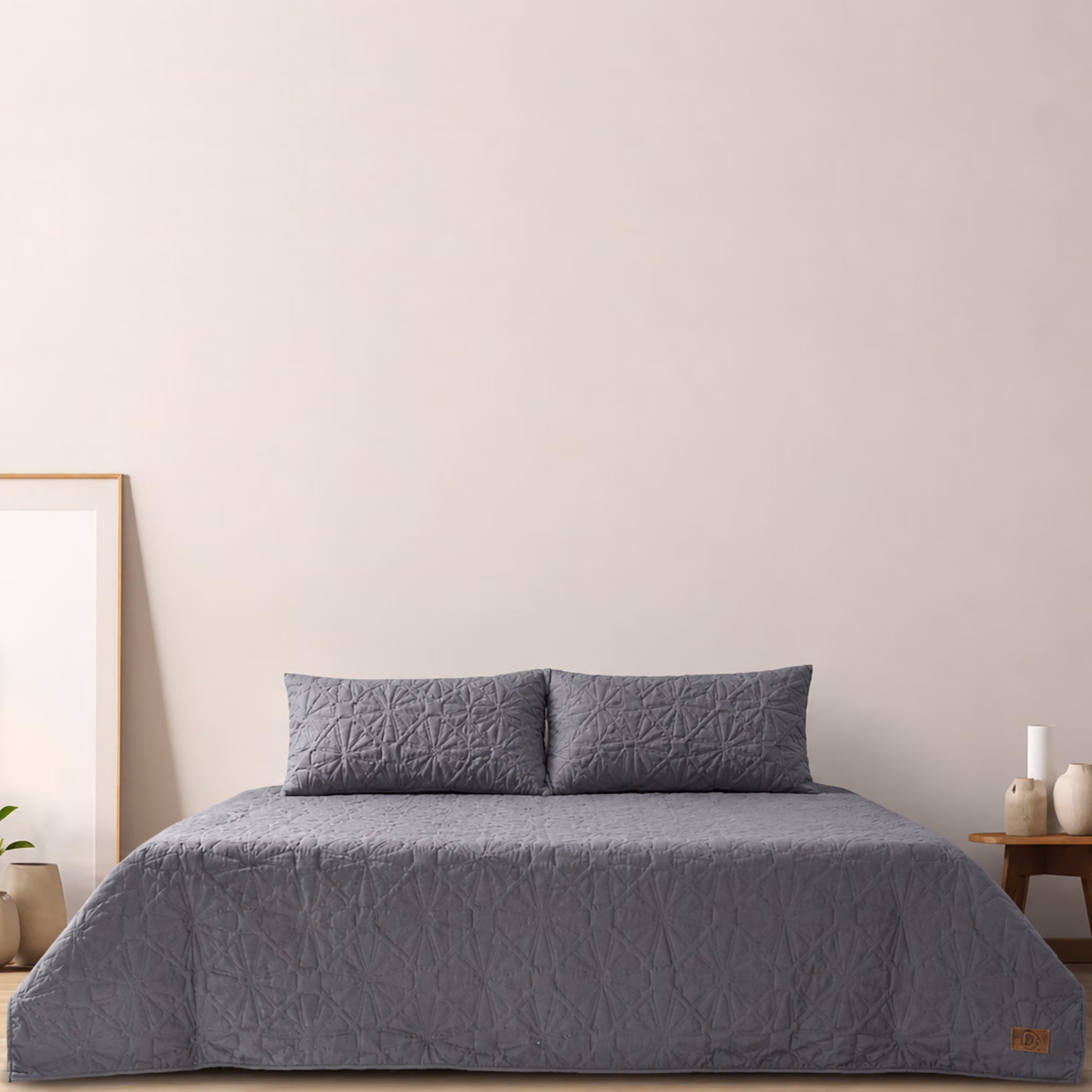 Pierre Cardin 3-Piece Plain Ultrasonic Quilt Set - 240cm x 240cm - Charcoal