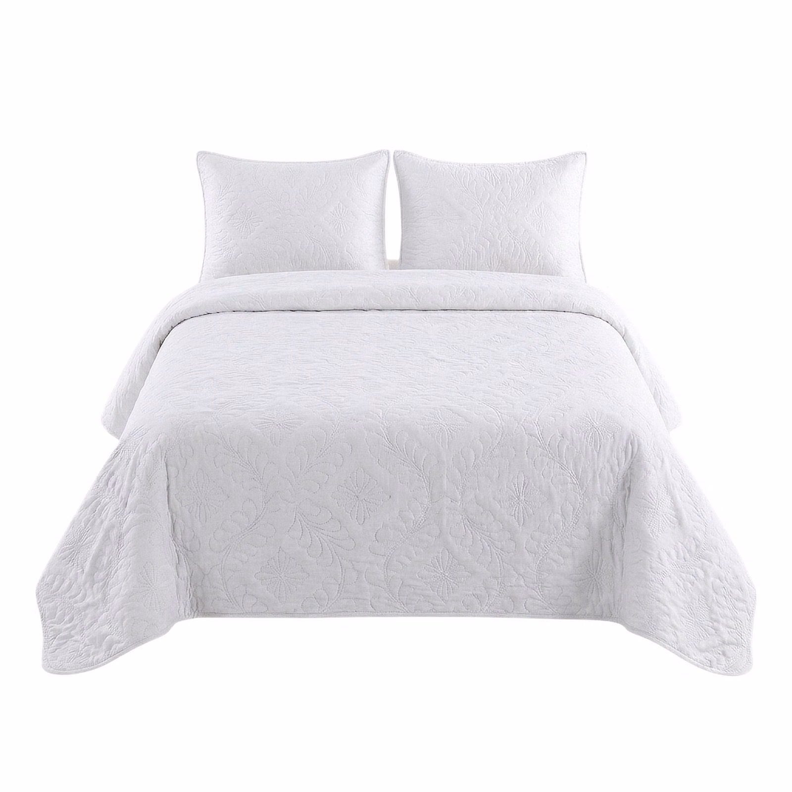 Espello 3-Piece Ultrasonic Quilt Set - Floral - 240cm x 240cm - White