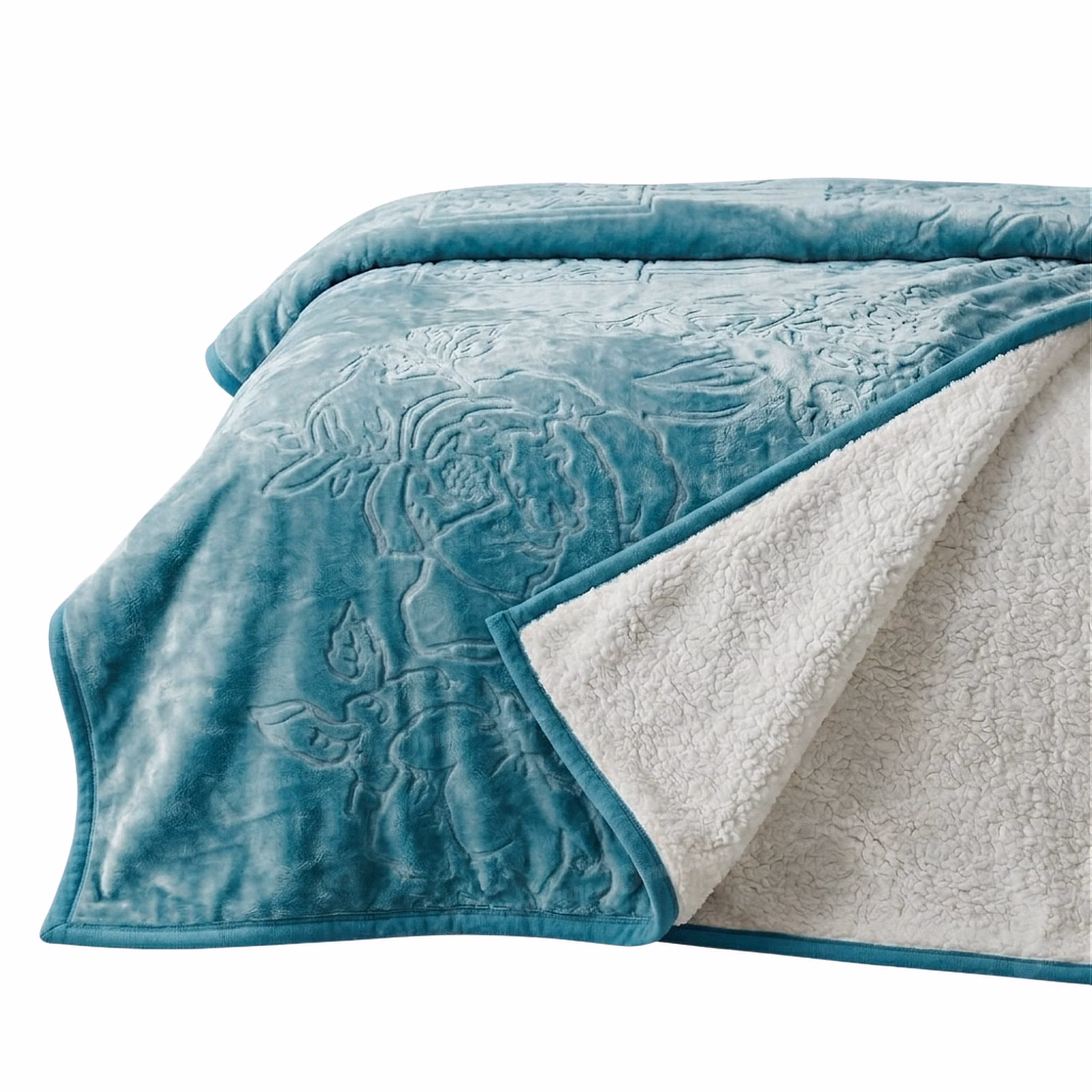 Caloroso Reversible Sherpa Mink Blanket - 230cm x 200cm - Turquoise