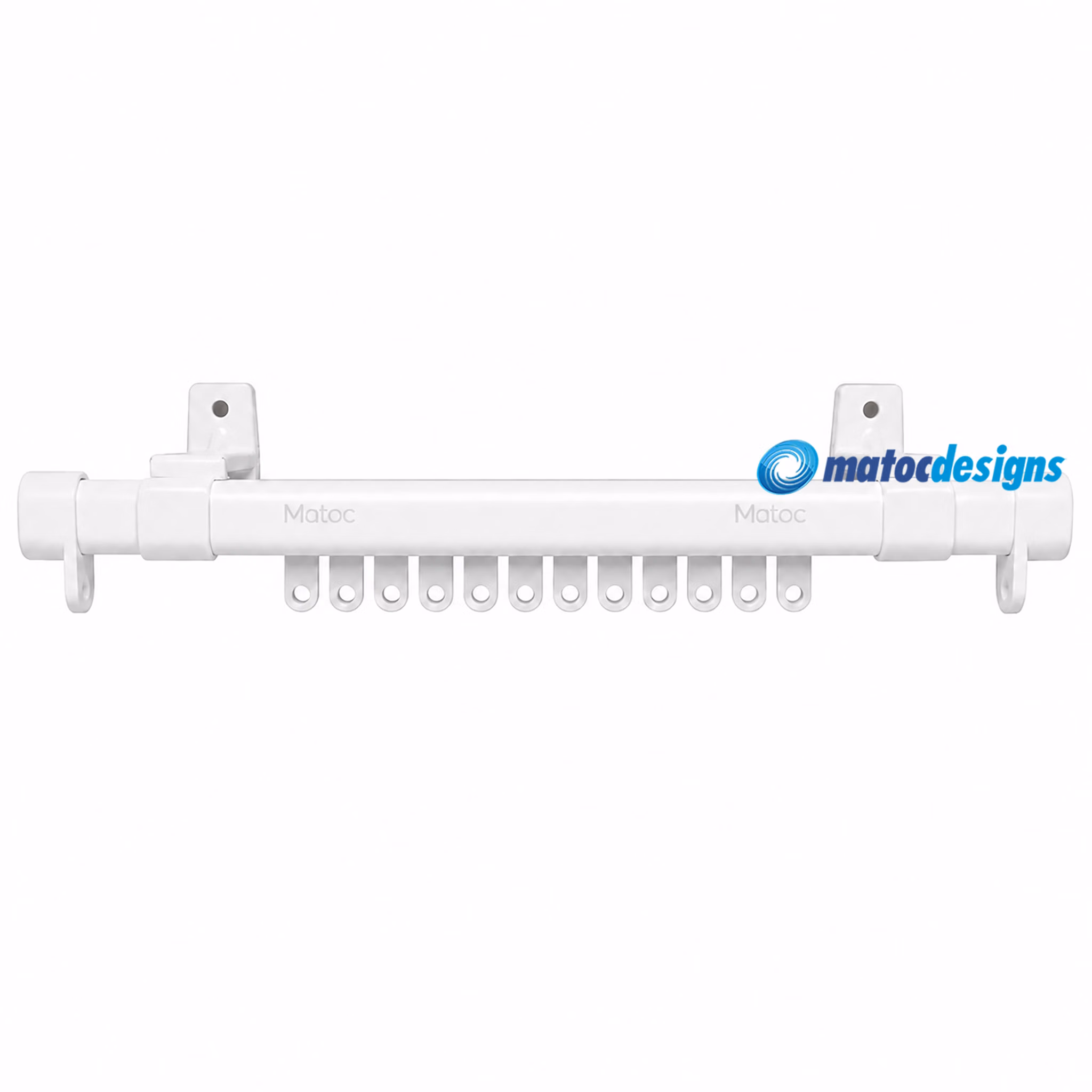 C-Track Single Curtain Rail Set - Metal Wall Fix Brackets - White