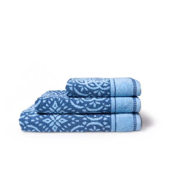 LaVida Damask 550gsm 100% Cotton Towel - Coastal Blue