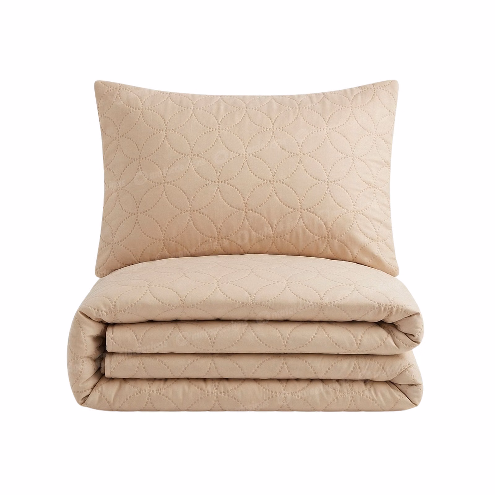 Tela Milano 3-Piece Plain Ultrasonic Quilt Set - 220cm x 200cm - Taupe