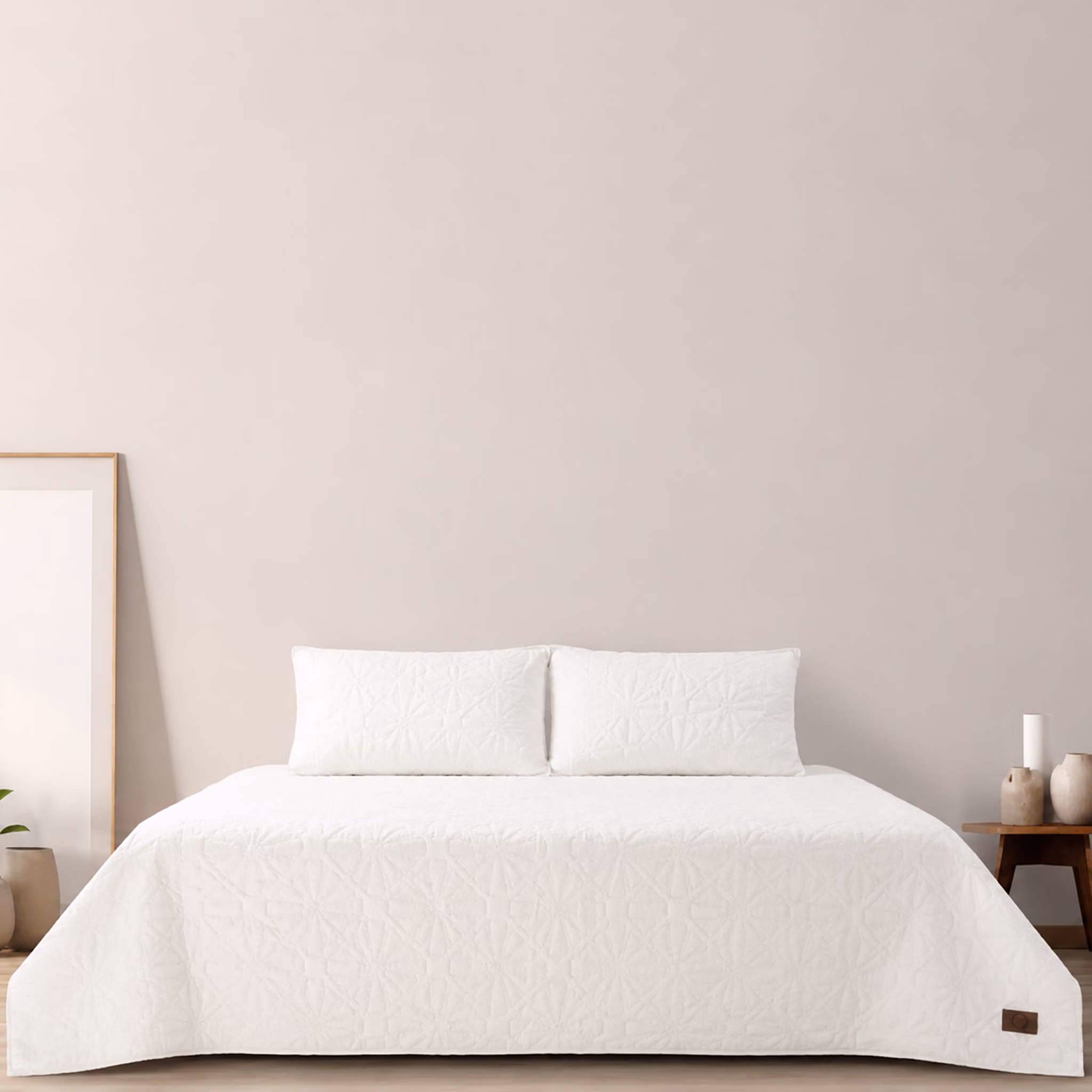 Pierre Cardin 3-Piece Plain Ultrasonic Quilt Set - 240cm x 240cm - Cream