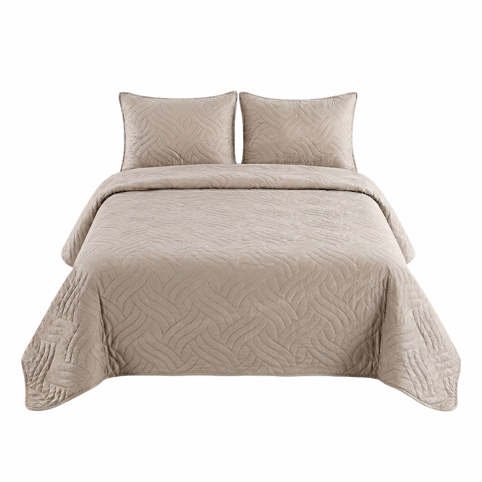 Espello 3-Piece Ultrasonic Quilt Set - Swirl - 240cm x 240cm - Stone