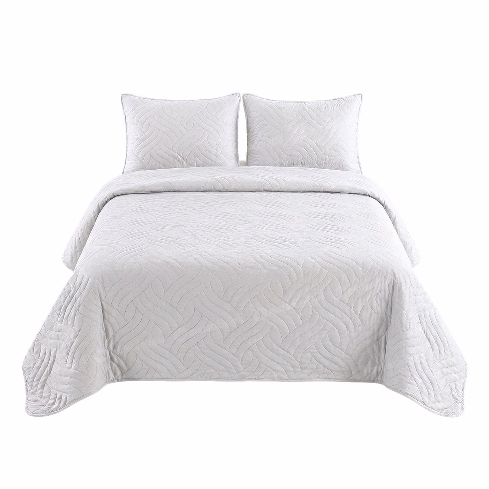 Espello 3-Piece Ultrasonic Quilt Set - Swirl - 240cm x 240cm - White