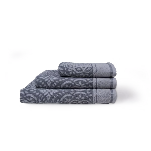 LaVida Damask 550gsm 100% Cotton Towel - Charcoal