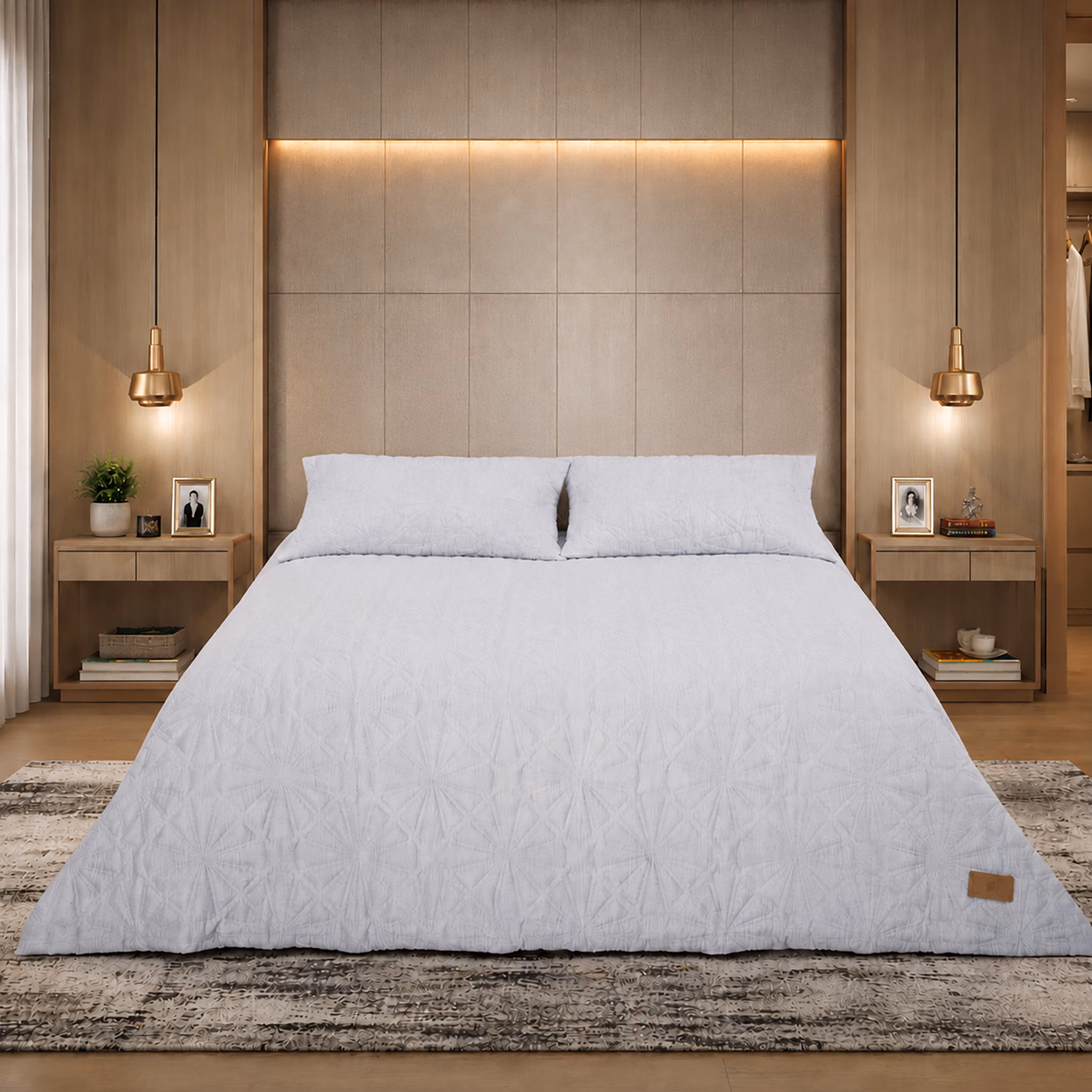 Pierre Cardin 3-Piece Textured Ultrasonic Quilt Set - 240cm x 240cm - Greystone