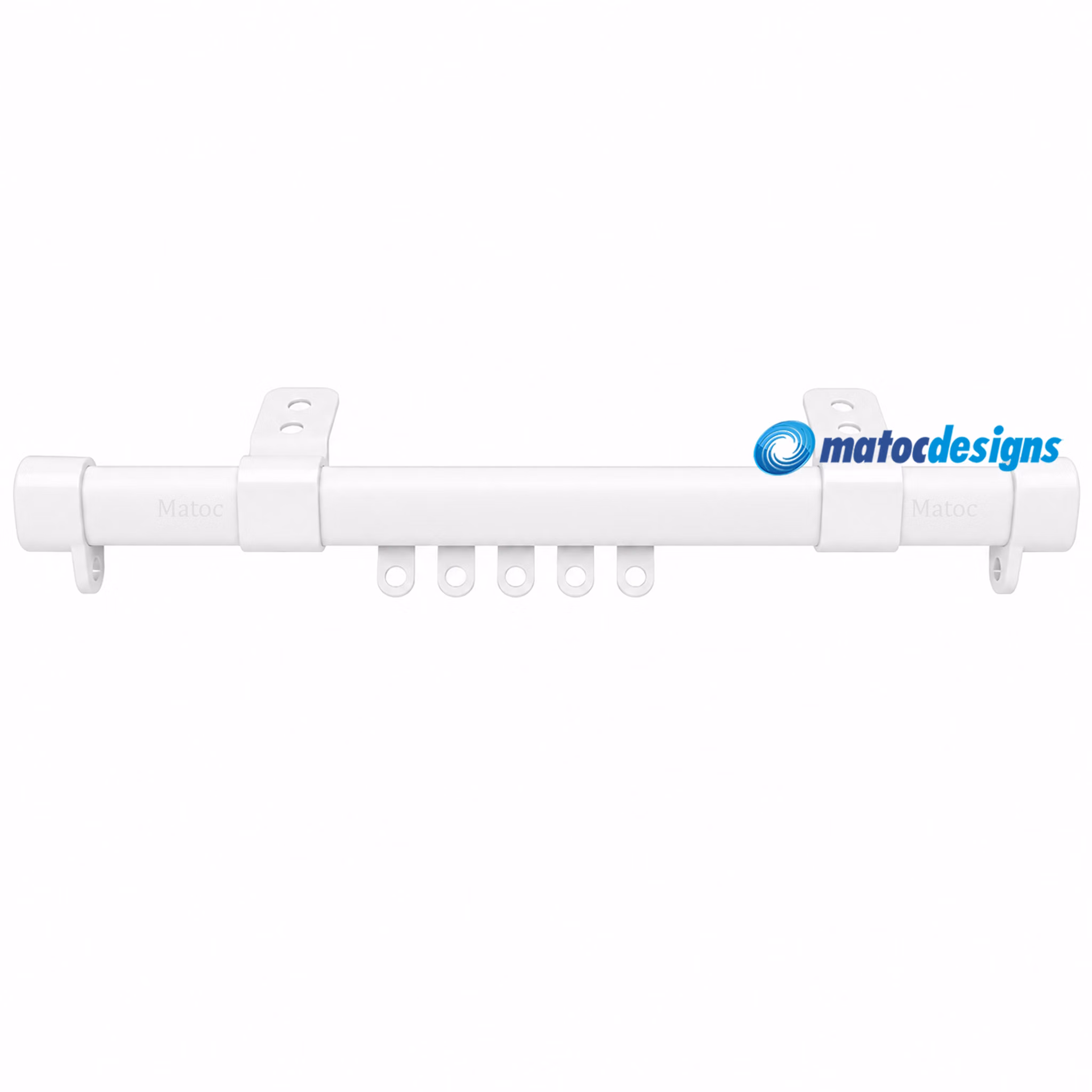 C-Track Single Curtain Rail Set - Metal Ceiling Fix Brackets - White
