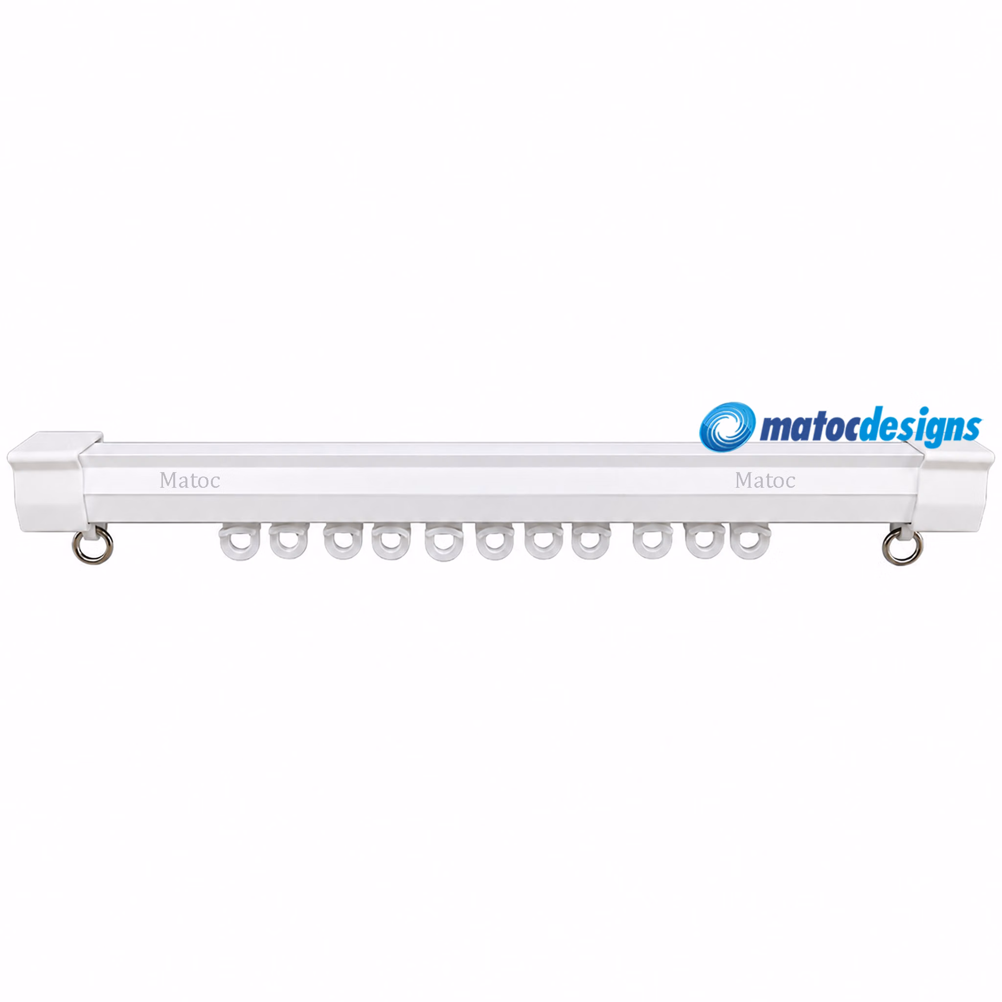 HD-Track Curtain Rail Including Runners and End Caps - White