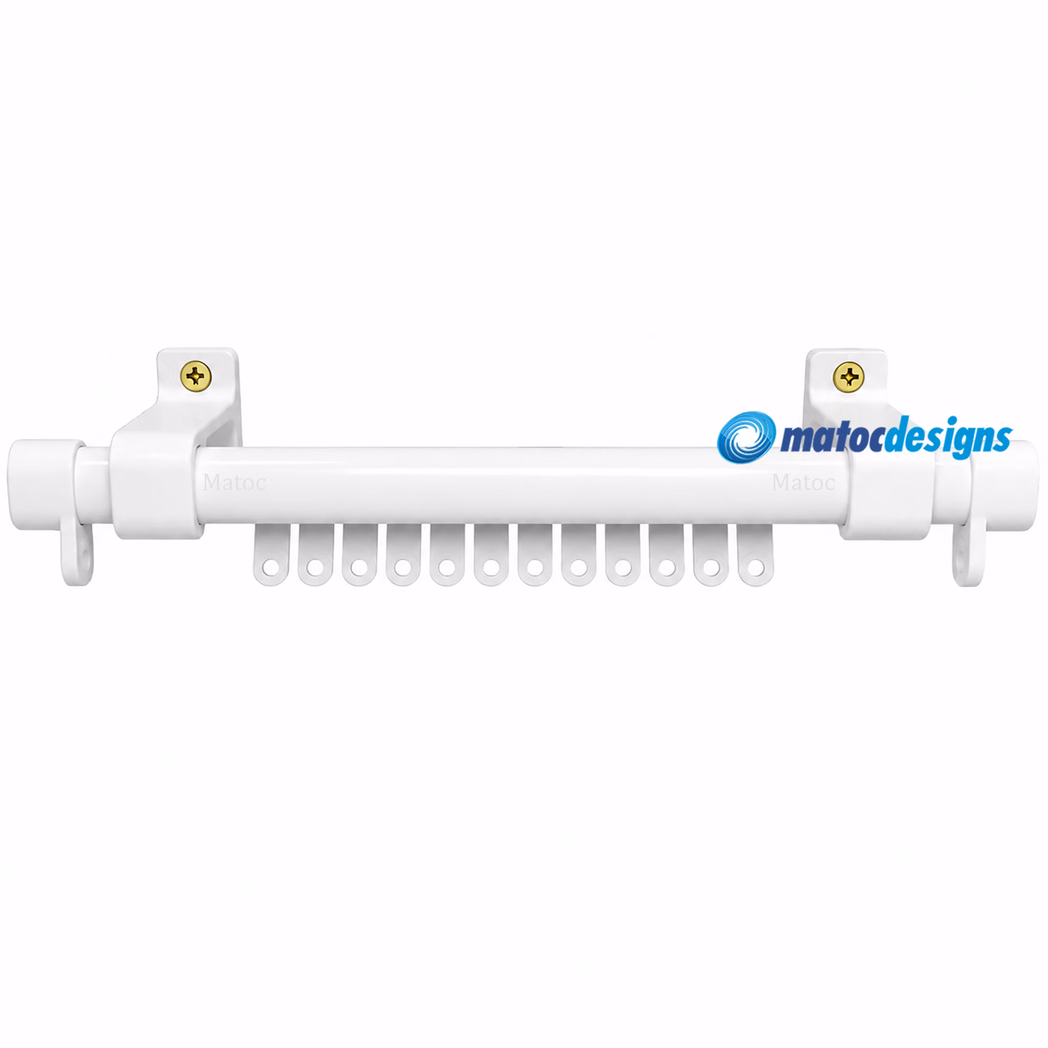 C-Track Single Curtain Rail Set - PVC Wall Fix Brackets - White