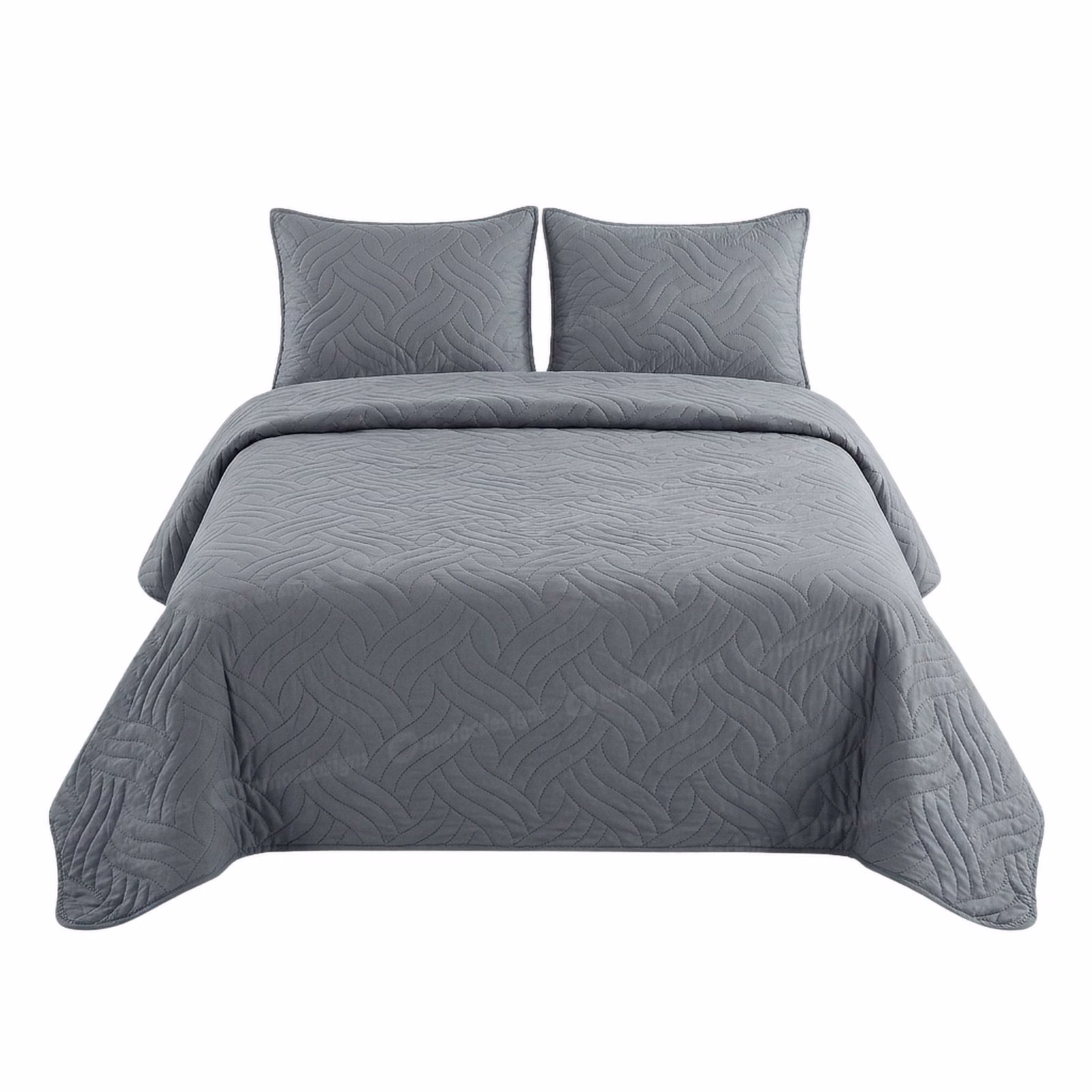 Espello 3-Piece Ultrasonic Quilt Set - Swirl - 240cm x 240cm - Charcoal