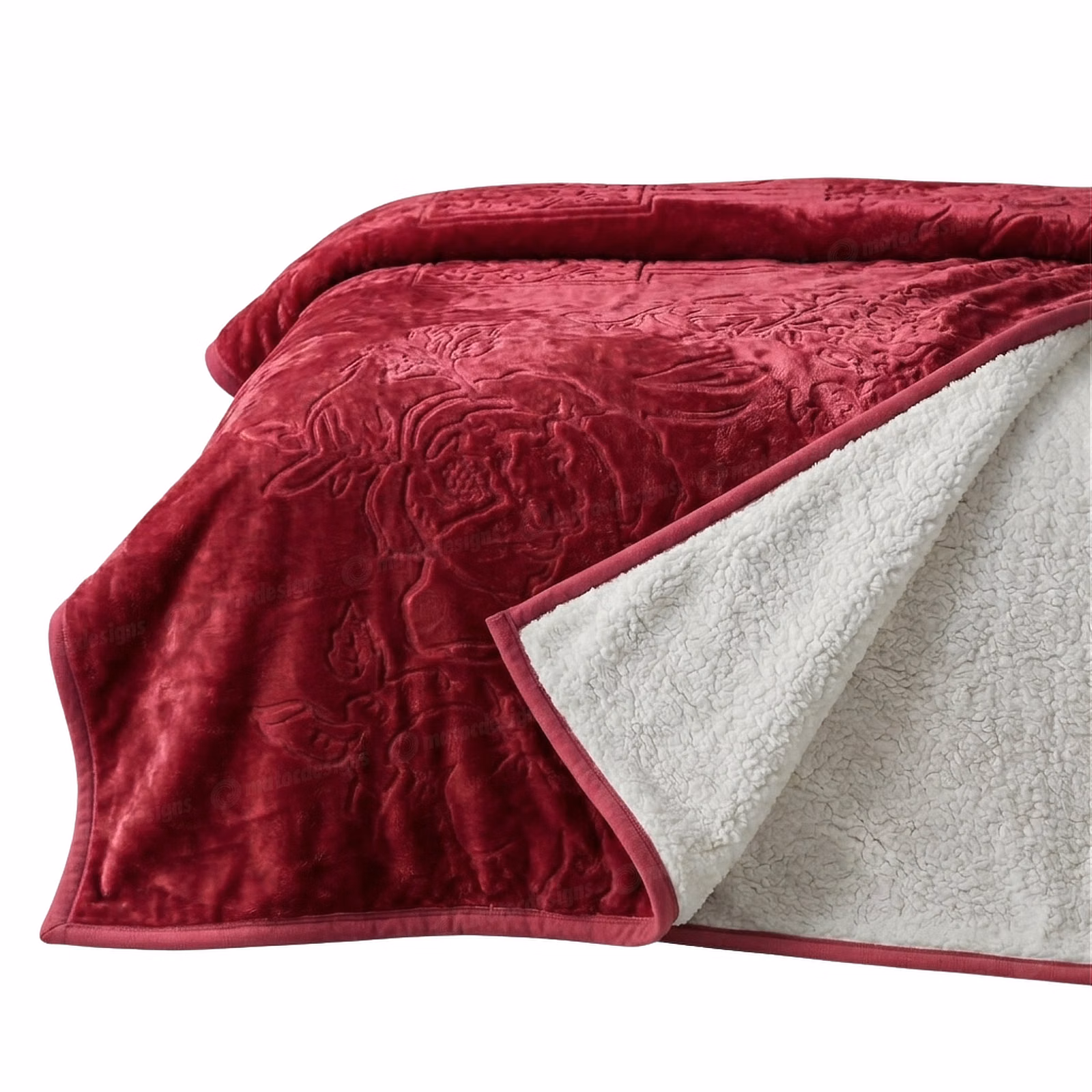 Caloroso Reversible Sherpa Mink Blanket - 230cm x 200cm - Maroon