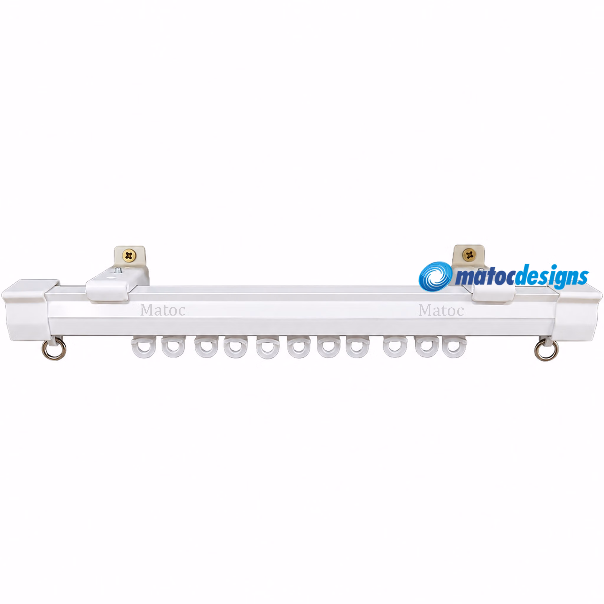 HD-Track Single Curtain Rail Set - Metal Wall Fix Brackets - White