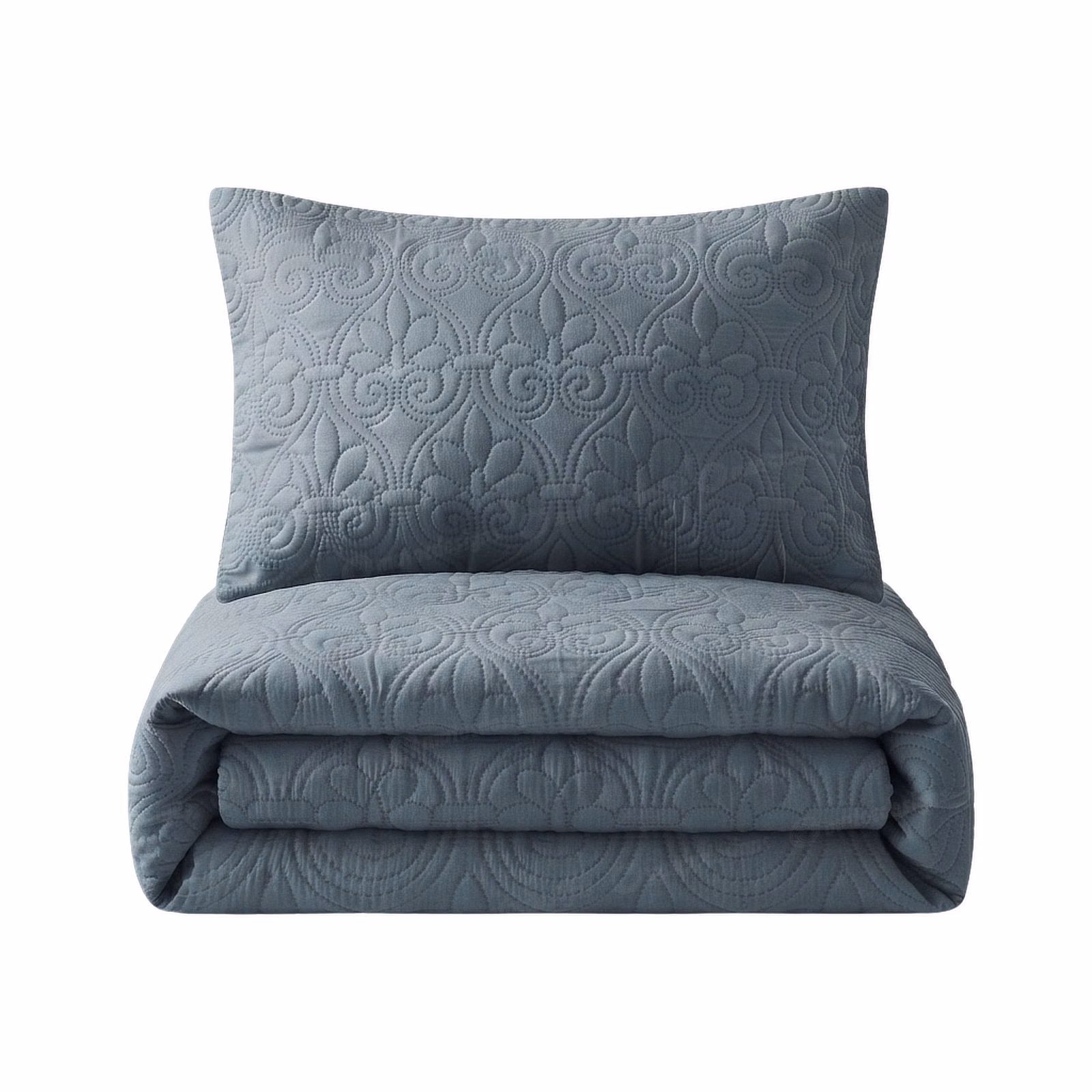 Tela Milano 3-Piece Plain Ultrasonic Quilt Set - 220cm x 200cm - Duck Egg