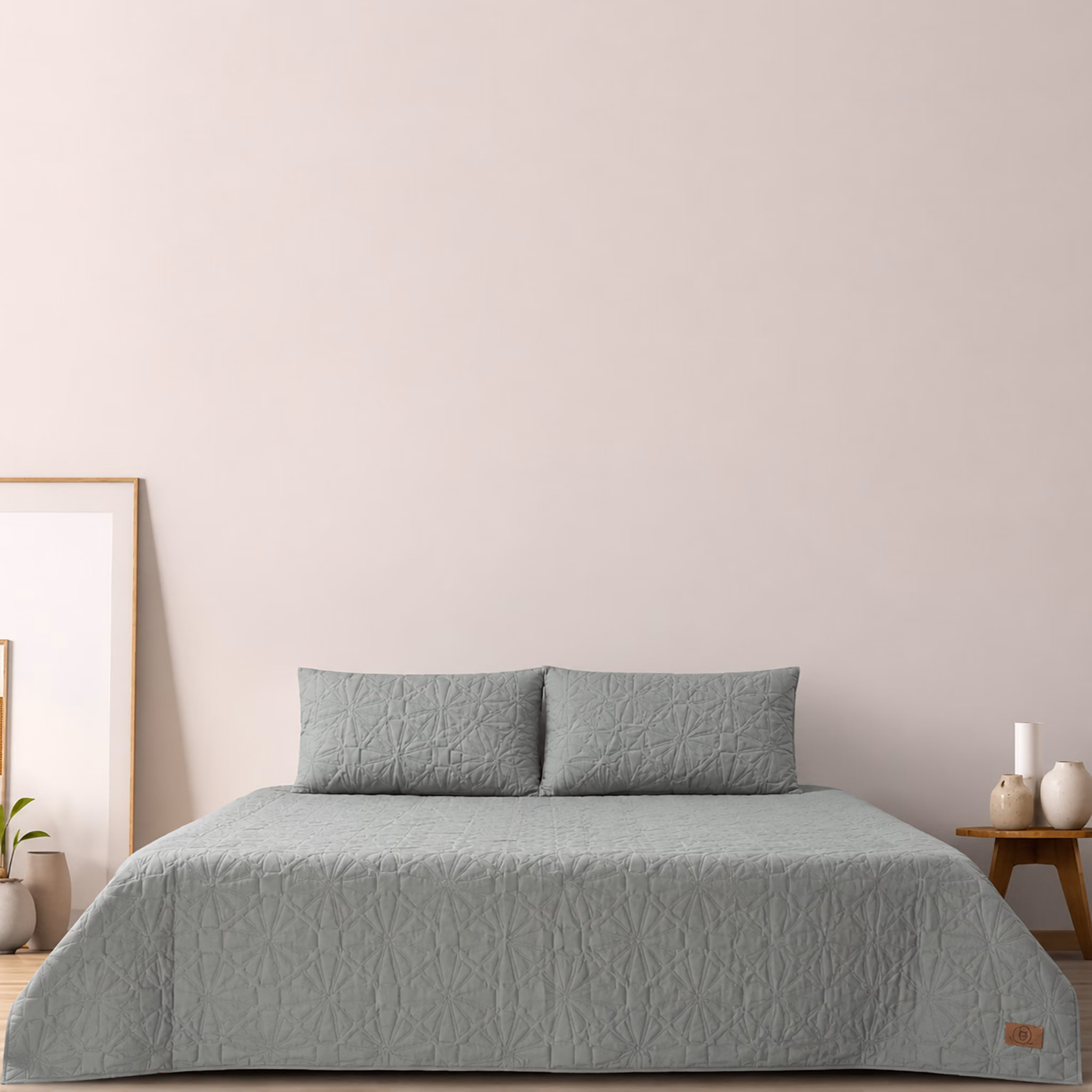 Pierre Cardin 3-Piece Plain Ultrasonic Quilt Set - 240cm x 240cm - Olive Green