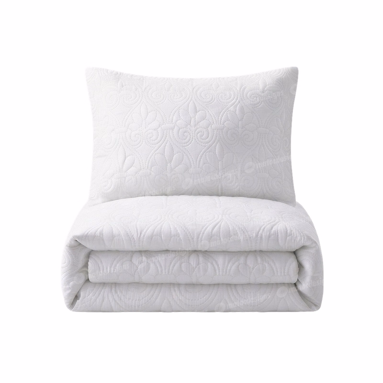 Tela Milano 3-Piece Plain Ultrasonic Quilt Set - 220cm x 200cm - White