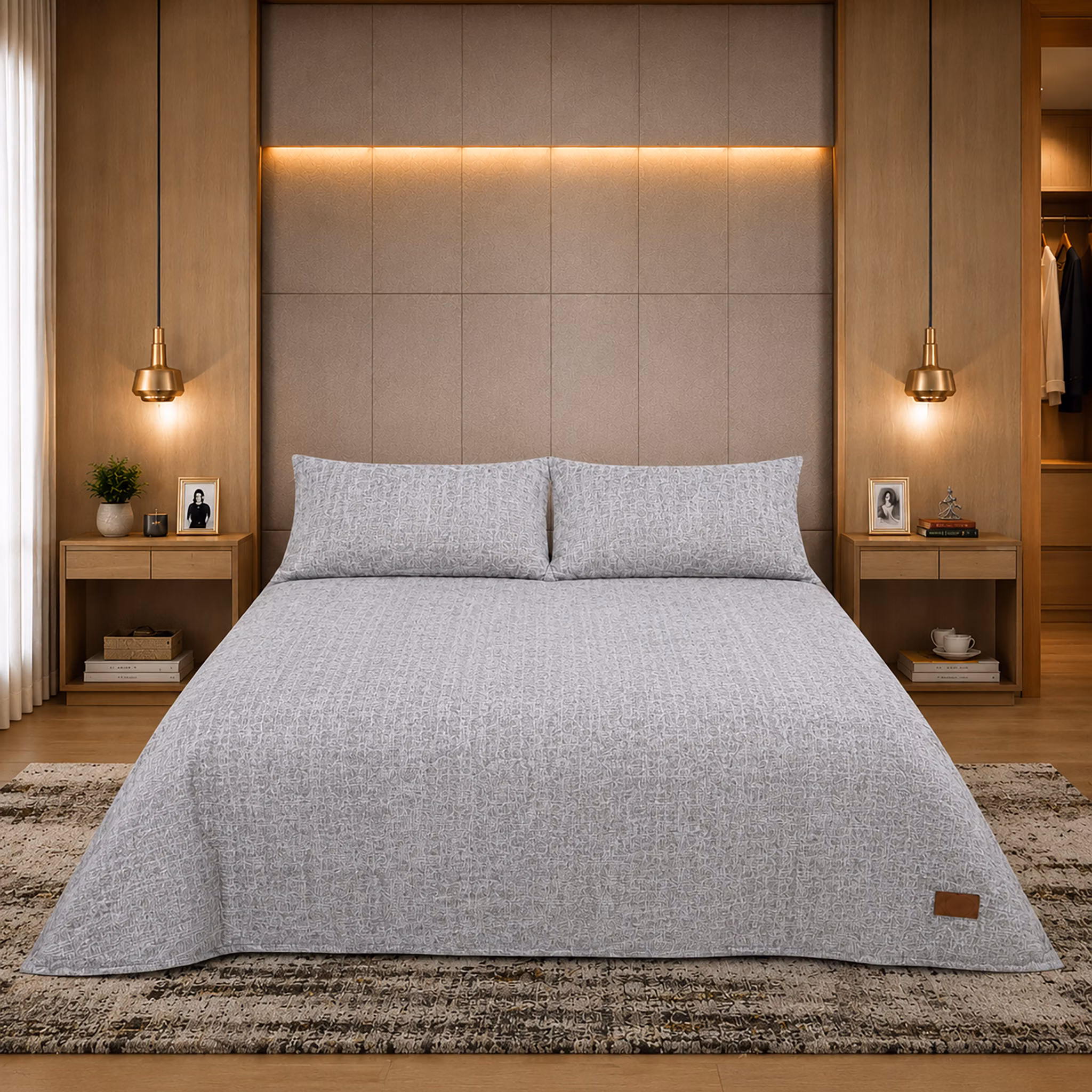 Pierre Cardin 3-Piece Textured Ultrasonic Quilt Set - 240cm x 240cm - Sandstone