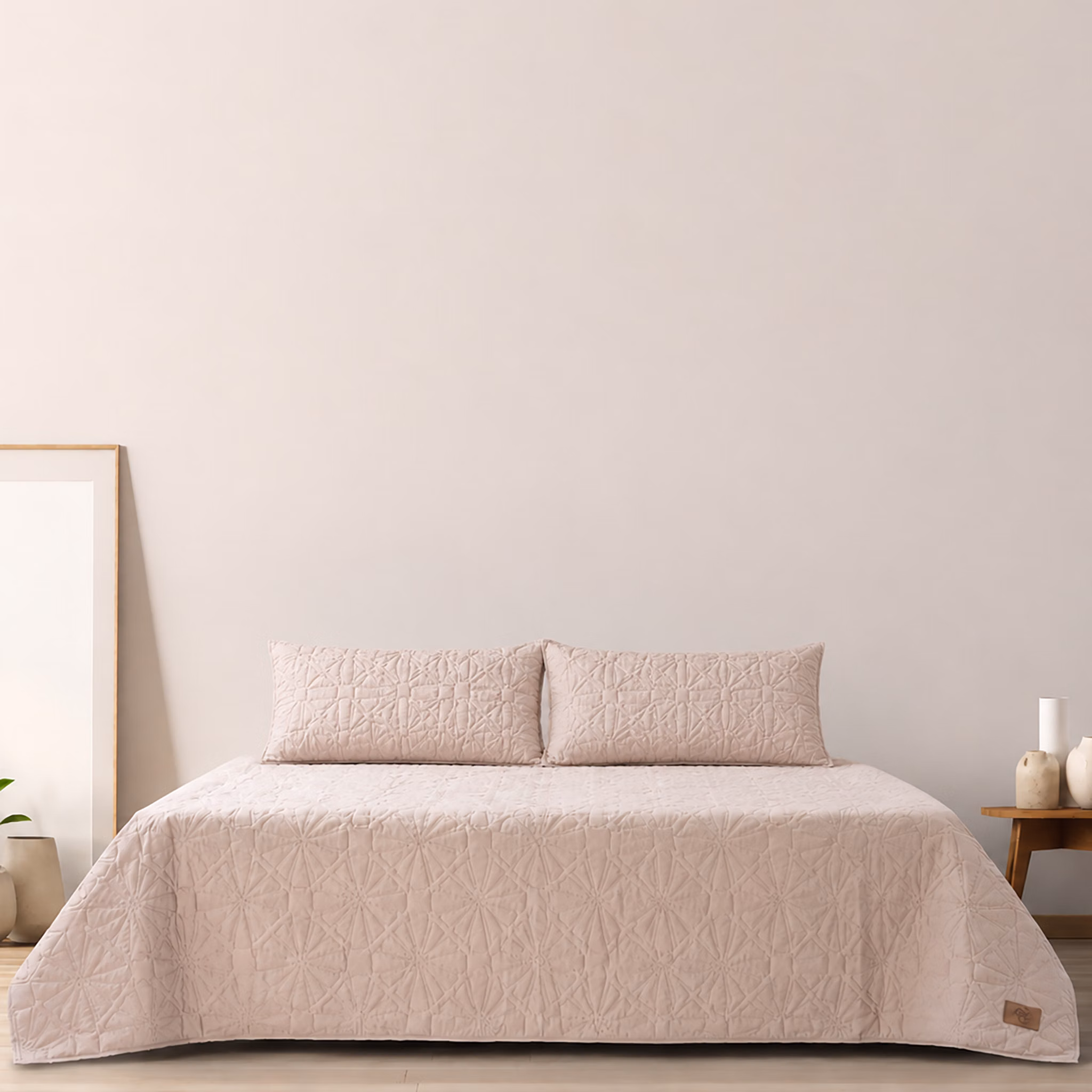 Pierre Cardin 3-Piece Plain Ultrasonic Quilt Set - 240cm x 240cm - Pebble
