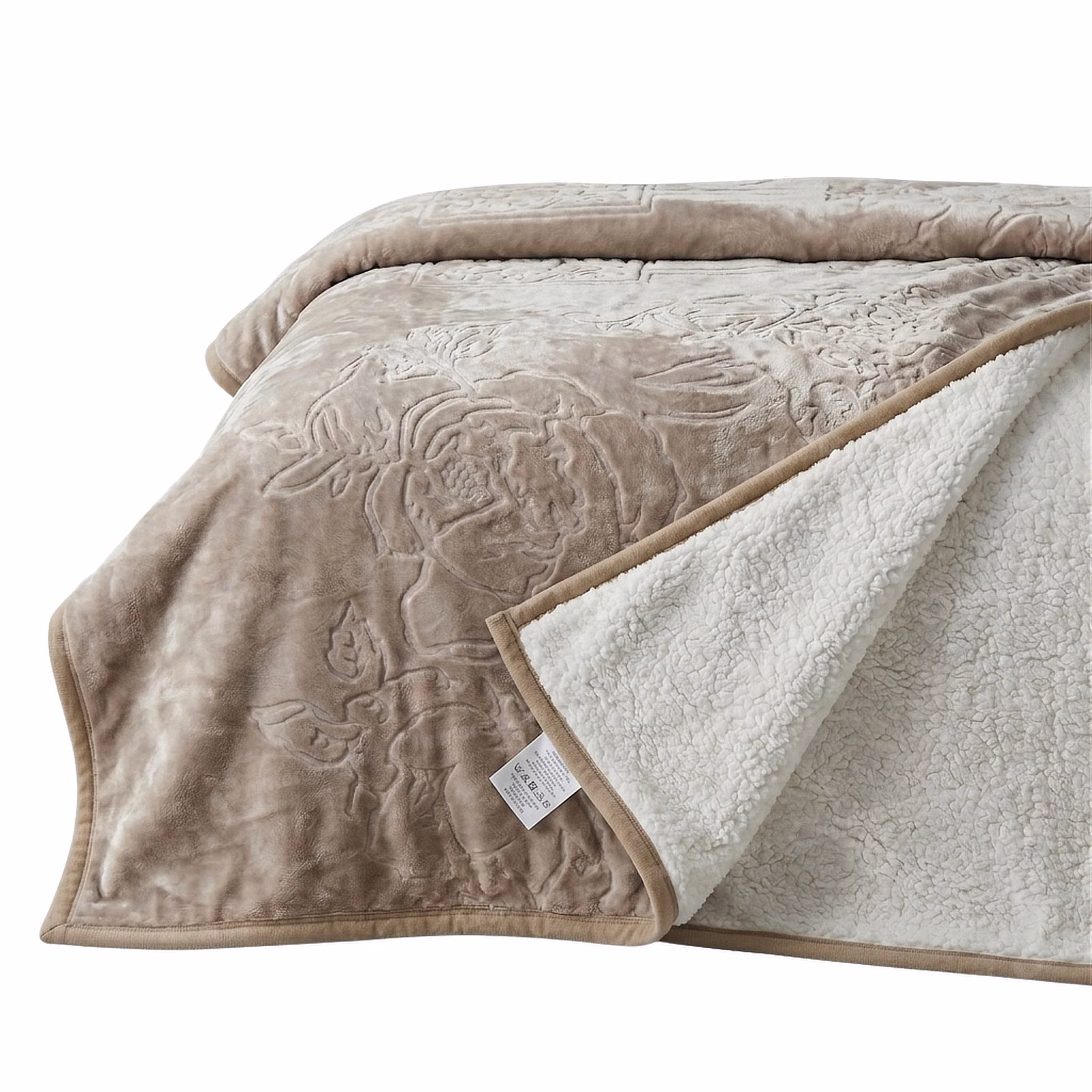 Caloroso Reversible Sherpa Mink Blanket - 230cm x 200cm - Stone