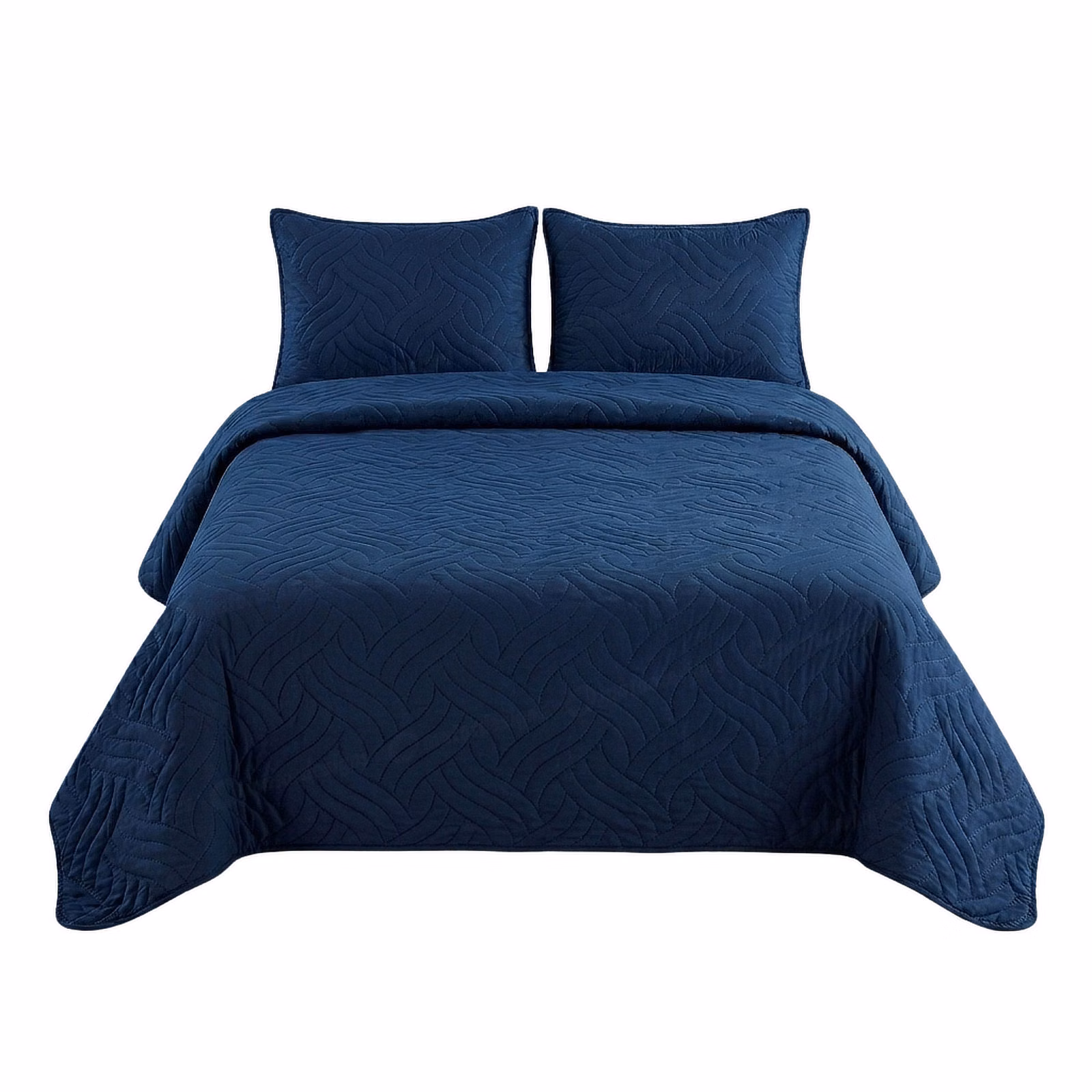 Espello 3-Piece Ultrasonic Quilt Set - Swirl - 240cm x 240cm - Navy