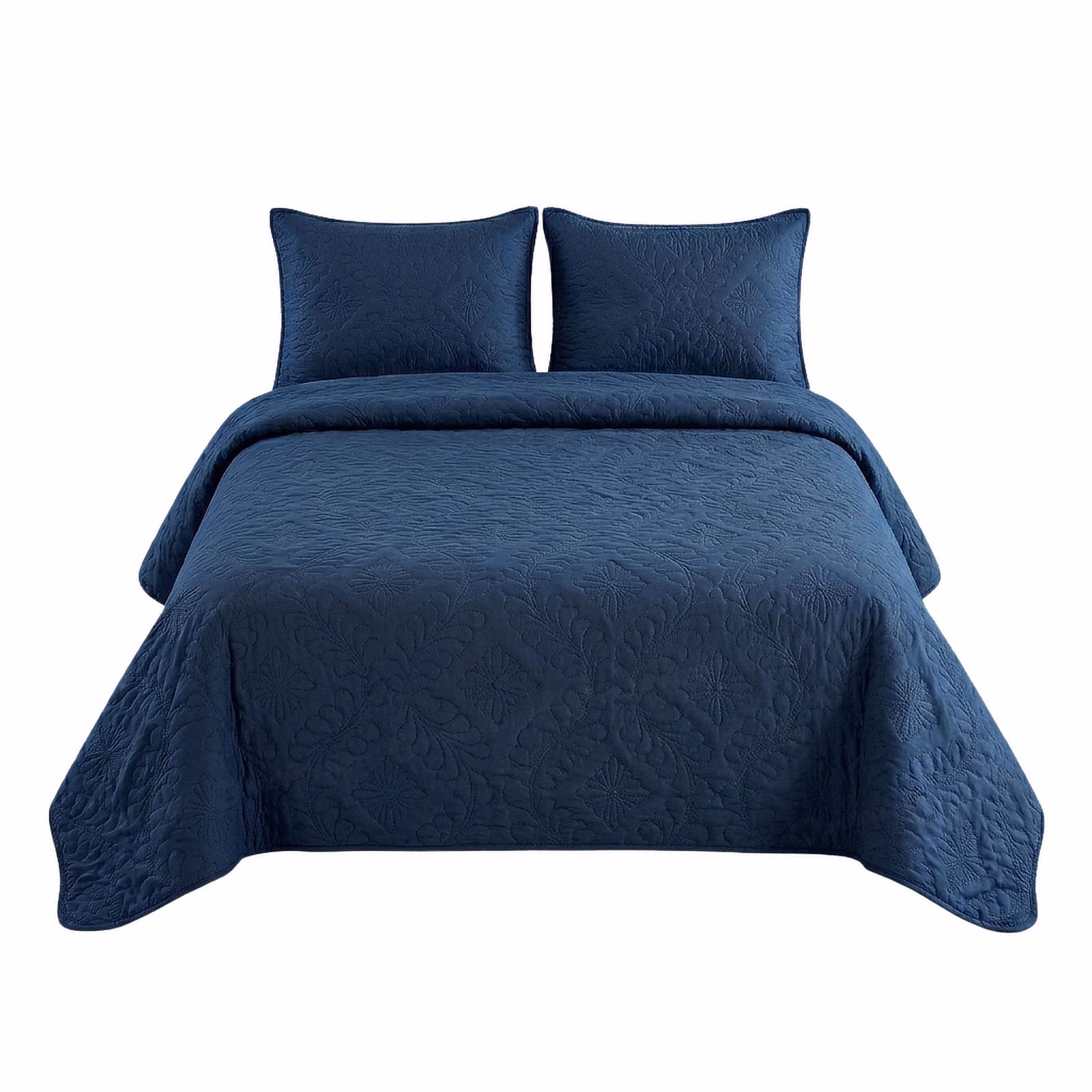 Espello 3-Piece Ultrasonic Quilt Set - Floral - 240cm x 240cm - Navy